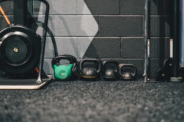 Various pieces of exercise equipment