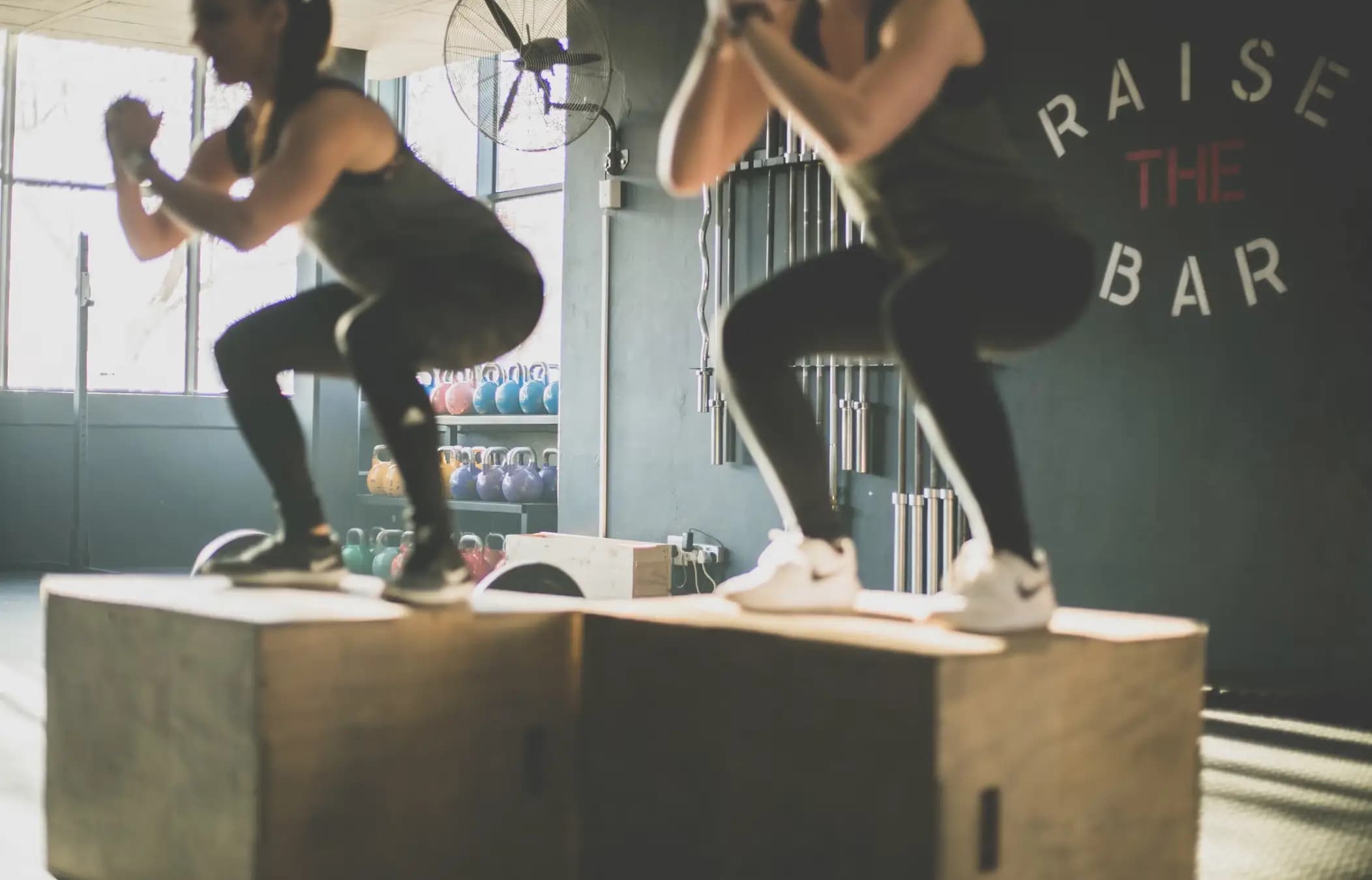 A group of people exercising