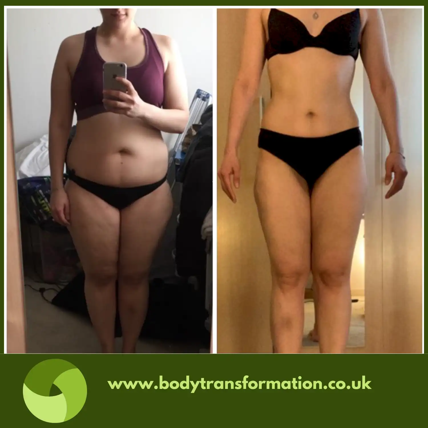 A female before and after picture