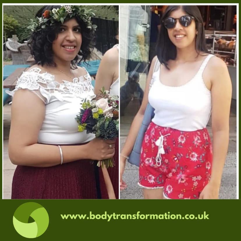 A female before and after picture