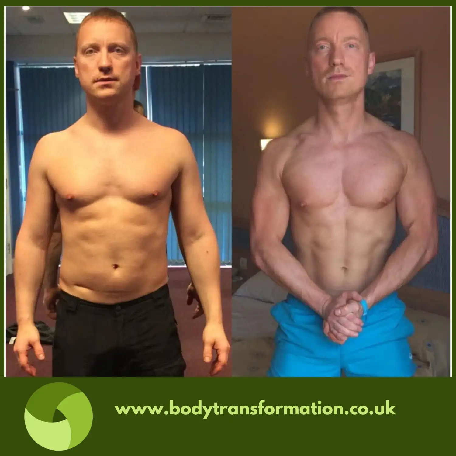 A male before and after picture
