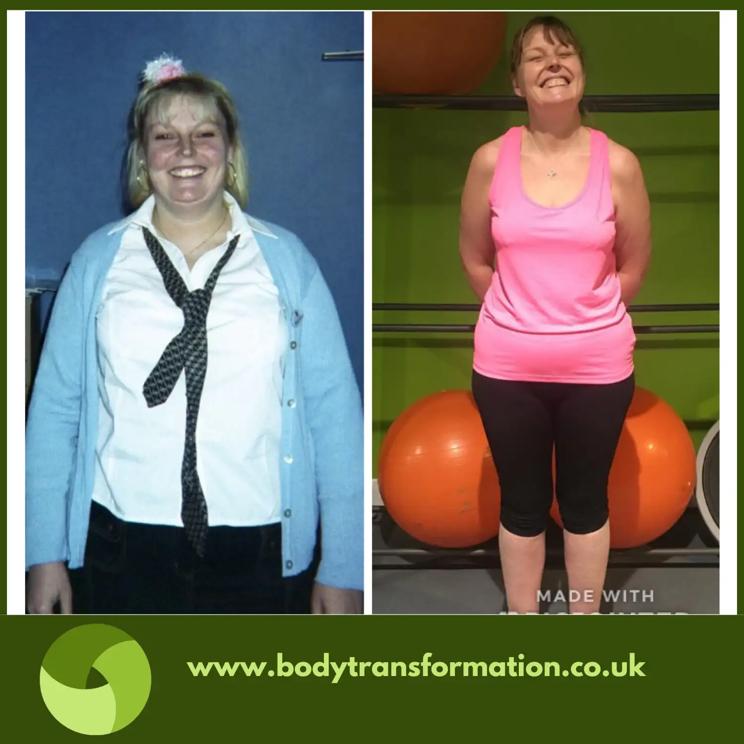 A female before and after picture